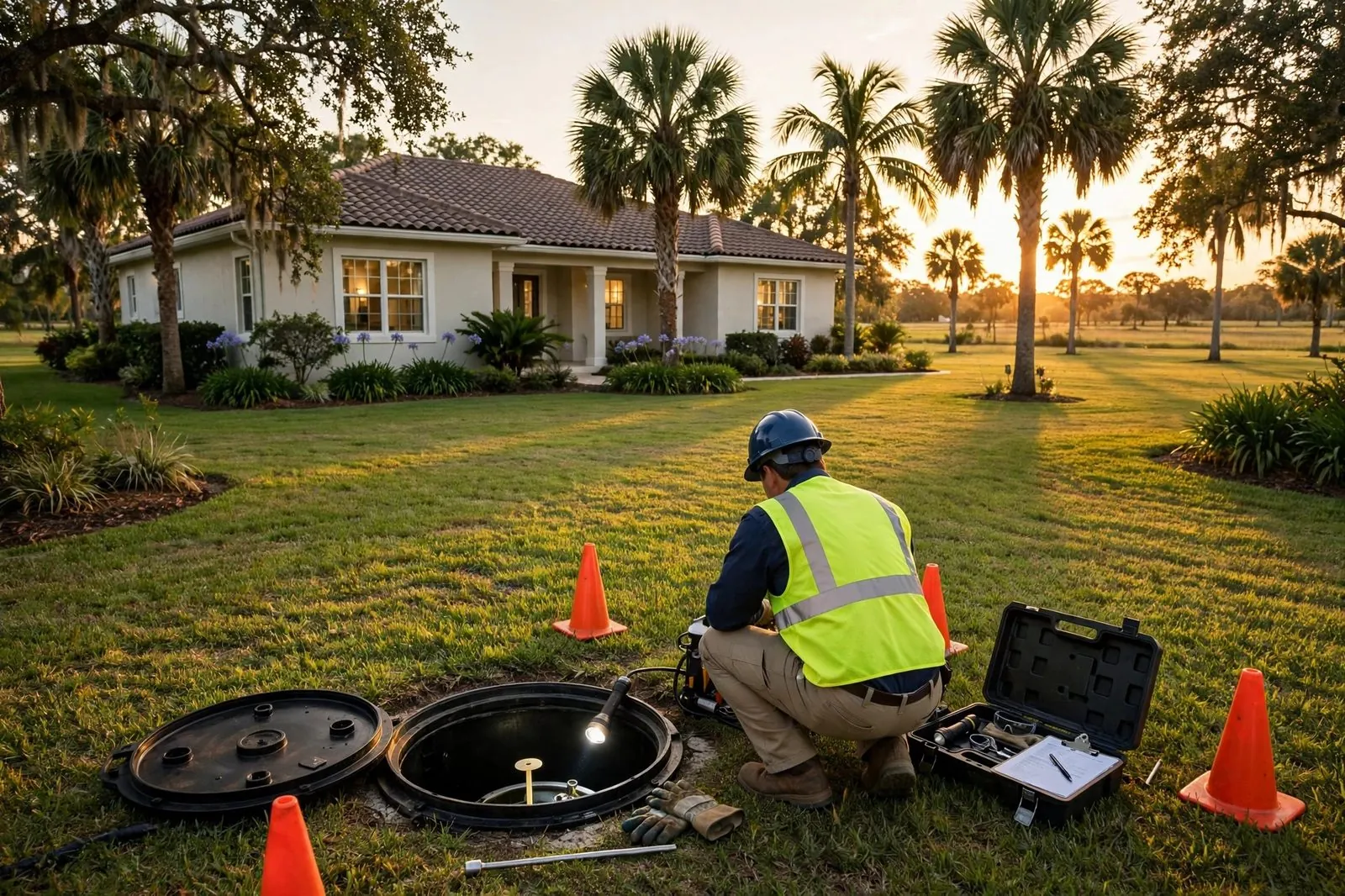 Septic inspection at a Naples Florida acreage home in Golden Gate Estates